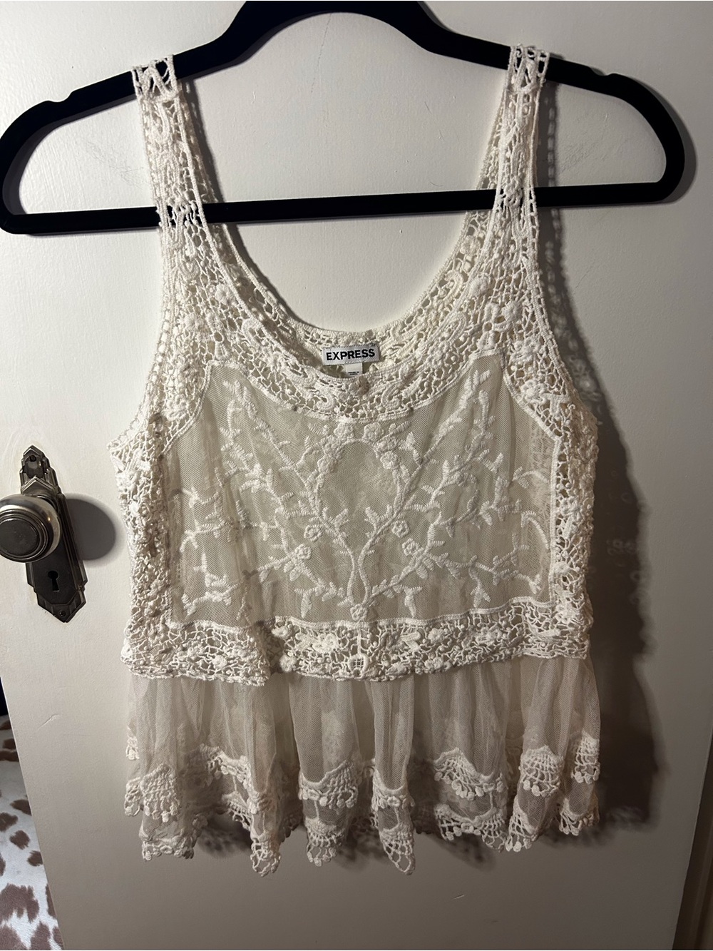 Express Cream Lace Crochet Camisole Tank